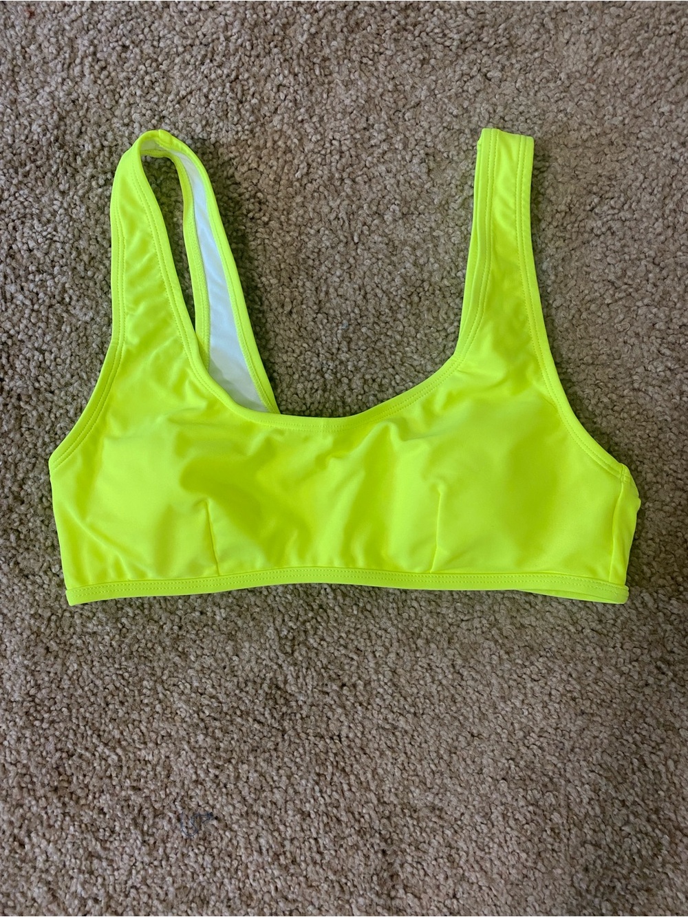 Halara Neon Yellow Scoop Neck Women’s Swim Top - Small